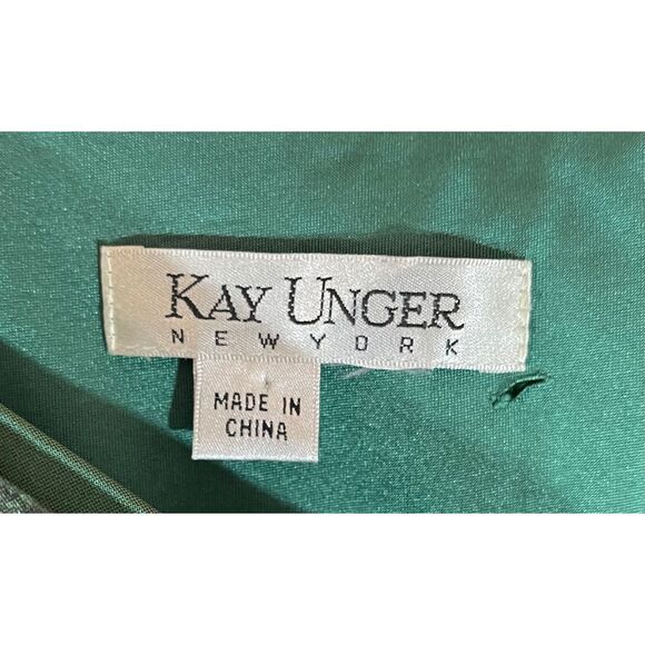 Kay Unger Green Floral Watercolor Print Sleeveless Cocktail Party Dress Small - Picture 4 of 6